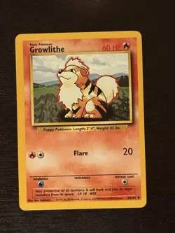 Pokemon TCG Growlithe Base Set Unlimited Uncommon Card 28/102 LP - Image 1