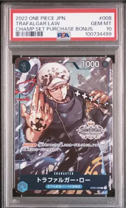 One Piece Card Trafalgar Law ST03-008 Championship Set Promo - PSA 10 GEM MT - Image 1