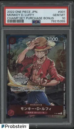 2022 One Piece Japanese Champ. Set Purchase Bonus #001 Monkey D. Luffy PSA 10 - Image 1