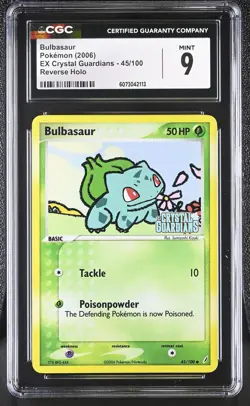 CGC 9 Bulbasaur EX Crystal Guardians 45/100 Reverse Holo STAMPED Pokemon Card - Image 1
