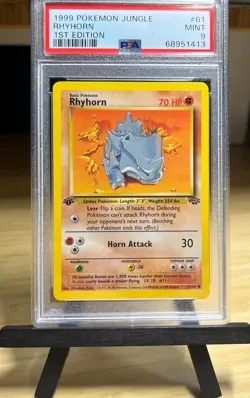 1999 Pokemon Jungle #61 - Rhyhorn - Mint - 1st Edition - PSA 9! - Image 1