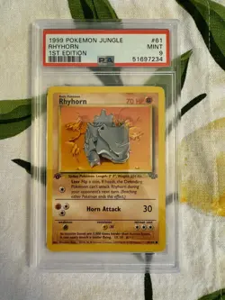 1999 Pokemon - 1st Edition Rhyhorn Non-Holo Jungle 61/64 - PSA 9 Mint! - WOTC - Image 1