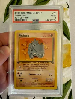 1999 Pokemon - 1st Edition Rhyhorn Non-Holo Jungle 61/64 - PSA 9 Mint! - WOTC - Image 2