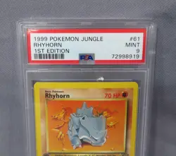 RHYHORN Pokemon 1999 61/64 Jungle 1st Edition Card PSA Graded 9 Mint - Image 2