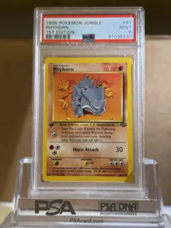 PSA 9 MINT 1999 POKEMON JUNGLE #61 RHYHORN 1ST EDITION ENGLISH - Image 1