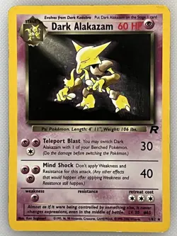 Pokemon Dark Alakazam Card 1/82 Team Rocket Holo Rare, Vintage TCG, WOTC - Image 1
