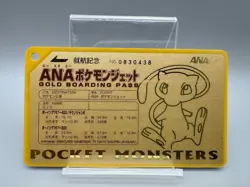 ANA Pokemon Jet Gold Boarding Pass Mew Card 1998 Japanese - Image 1