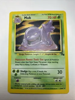 Muk Fossil 13/62 Holo Unlimited Rare 1999 LP Vintage WOTC Pokemon TCG Card - Image 2