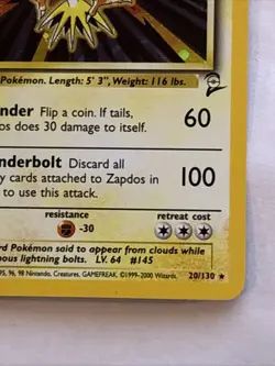 Zapdos 020/130 Base Set 2 Holo Pokemon TCG Awesome Card! - Image 4