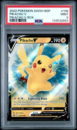 2022 Pokemon Sword & Shield SWSH BSP Pikachu V Box #198 PSA 9 Mint - Image 1