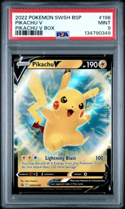 2022 POKEMON SWSH BLACK STAR PROMO PIKACHU V BOX #198 PIKACHU V PSA 9 - Image 1