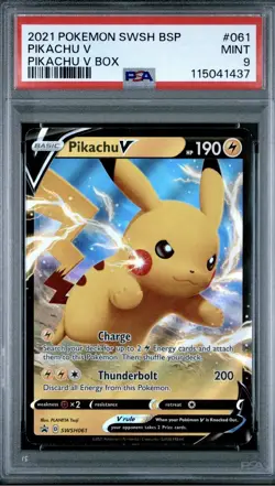 2021 POKEMON SWSH BLACK STAR PROMO #061 PIKACHU V PIKACHU V BOX PSA 9 - Image 1