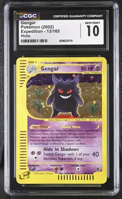CGC 10 GEM MINT Gengar 2002 Expedition 13/165 Holo SWIRL Pokemon Card - Image 1