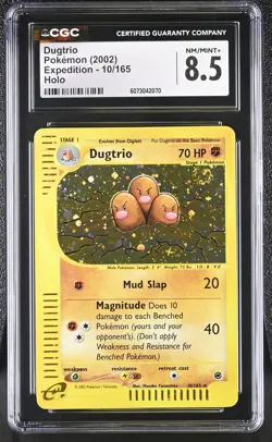 CGC 8.5 Dugtrio 2002 Expedition 10/165 Holo SWIRL Pokemon Card - Image 1
