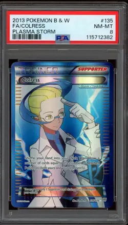 Pokemon PSA 8 Colress 135/135 Black & White Plasma Storm Full Art Rare NM - Image 1