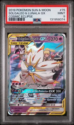 2019 POKEMON SUN & MOON COSMIC ECLIPSE #75 SOLGALEO & LUNALA GX COSMIC ECLIPSE - Image 1