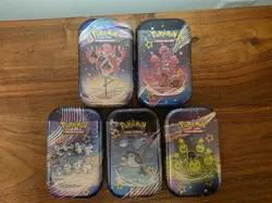 Pokemon Paldean Fates Mini Tin Sealed x 5 (10 Total Packs) - Image 1