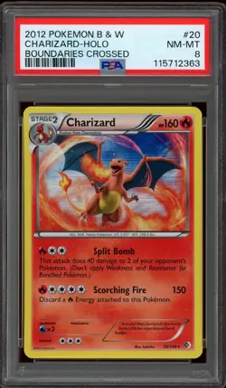 Pokemon PSA 8 Charizard 20/149 Black & White Boundaries Crossed Holo Rare NM - Image 1