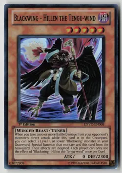 Yugioh Blackwing - Hillen the Tengu-wind EXVC-EN008 1st Edition Super Rare NM - Image 1