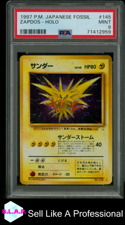ZAPDOS-HOLO POKEMON JAPANESE FOSSIL 1997 145 PSA 9 - Image 1