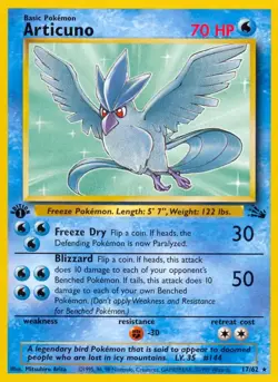 Articuno - 17/62 - Pokemon Fossil 1st Edition Rare Card WOTC LP - Image 1