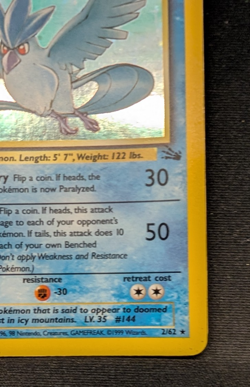 Fossil | Articuno Holo #2/62 1st Edition Pokemon 1999 - Image 5