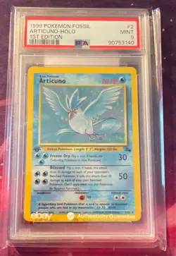 1999 Pokemon Fossil #2 Articuno 1st Edition PSA 9 - Image 1