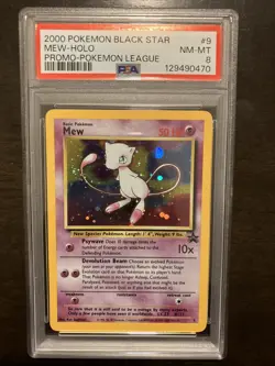 MEW HOLO BLACK STAR #9 PROMO 2000 POKEMON LEAGUE - PSA NM-MT 8 - Image 1