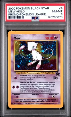 2000 POKEMON PROMO BLACK STAR POKEMON LEAGUE #9 MEW-HOLO PSA 8 - Image 1