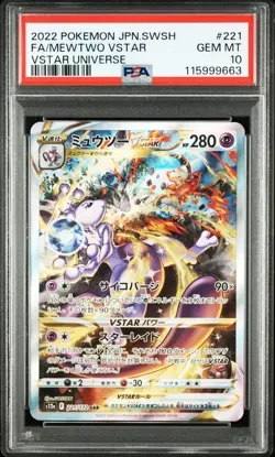2022 POKEMON JPN SWORD & SHIELD VSTAR UNIVERSE #221 FULL ART/MEWTWO VSTAR PSA 10 - Image 1