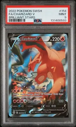 Charizard V PSA 9 Alt Art Brilliant Stars Pokemon Card SWSH 154/172 FA 2022 - Image 1