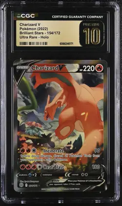 CGC 10 PRISTINE Charizard V Brilliant Stars 154/172 Ultra Rare Holo Pokemon Card - Image 1
