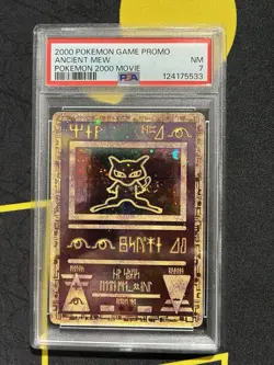 PROMO ANCIENT MEW POKEMON Card Karte 2000 MOVIE With Swirl PSA 7 With Booster - Image 1
