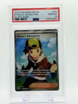 2025 Pokemon ETHAN'S ADVENTURE #221/182 - DESTINED RIVALS ULTRA RARE PSA 10 💎 - Image 1