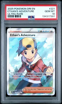 2025 POKEMON DRI EN-DESTINED RIVALS ULTRA RARE #221 ETHAN'S ADVENTURE PSA 10 - Image 1