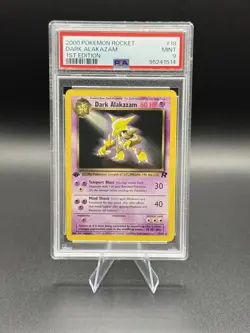 Pokemon Card 1st Edition Dark Alakazam Rare Star PSA 9 Mint, Rocket #18, 2000 - Image 1