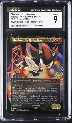 2025 MTG MAGIC SECRET LAIR SHADOW THE HEDGEHOG SONIC 2086 BORDERLESS FOIL CGC 9 - Image 1