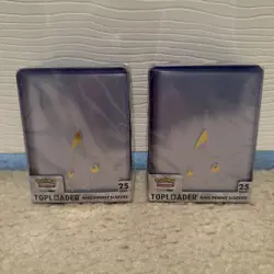 2 Ultra PRO Pokemon Toploaders Pikachu Gold + Penny Sleeves 25ct New Official - Image 1