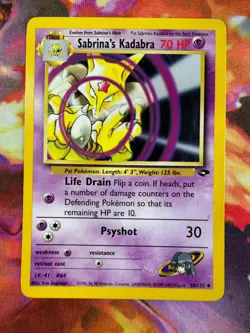 Sabrina's Kadabra 58/132 LP Unlimited Gym Challenge 2000 Pokemon TCG - Image 1