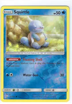 Pokemon Squirtle 22/181 Team Up - REVERSE HOLO - Sun & Moon - NM - Image 1
