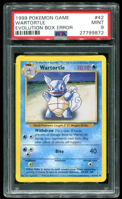 PSA 9 Wartortle Evolution Box Error Base Set 1999 Pokemon Card #42 - Image 1