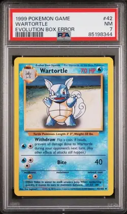 WARTORTLE Base Set #42 EVOLUTION BOX ERROR PSA 7 Vintage Pokemon - Image 1