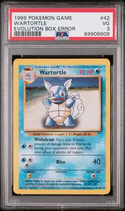 Pokemon Wartortle 42/102 Base Set 1999 PSA 3 Evolution Box Error Uncommon Card - Image 1