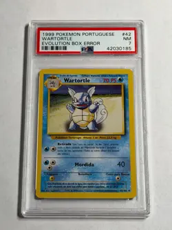 PSA 7 NM PORTUGUESE Base Set Wartortle 42/102 Evolution Box Error *0185 Pokemon - Image 1
