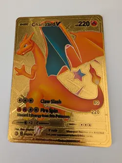 Charizard V Gold Foil Fan Art Textured Collector Pokemon Card 079/073 HP220 - Image 1