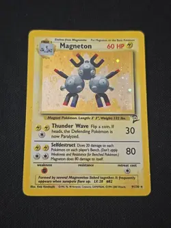 Magneton 9/130 Base Set 2 Holo Rare WOTC Vintage 2000 Pokemon TCG Moderate Play - Image 1