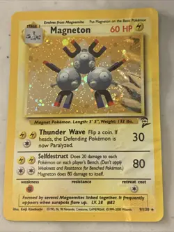 Pokemon Card TCG Magneton 9/130 Holo Rare Unlimited Edition WOTC Base Set 2 Dmg - Image 1