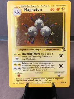 Pokemon TCG Magneton Base Set 2 #9/130 Unlimited Holo Rare WOTC LP VTG - Image 1
