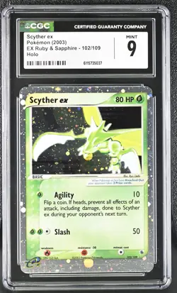 CGC 9 MINT Scyther ex 2003 EX Ruby & Sapphire 102/109 Holo Pokemon Card - Image 1