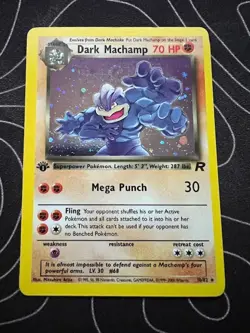 1st Edition Dark Machamp 10/82 Team Rocket Holo Wotc Pokemon Card - SWIRL - Image 1